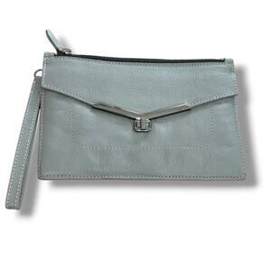 Botkier Valentina Gray 100% Leather Envelope Clutch Wristlet